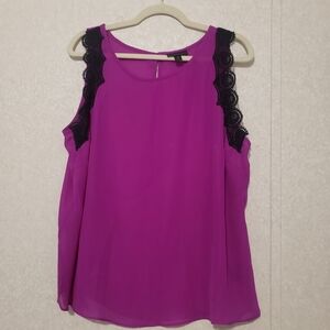 WORTHINGTON PURPLE SLEEVELESS BLOUSE..SIZE:1X